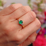 Ellibelle Jewellery Emerald & Diamond 18ct Gold Oval Three-Stone Engagement Ring (0.83ct)