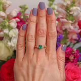 Ellibelle Jewellery Emerald & Diamond 18ct Gold Oval Three-Stone Engagement Ring (0.83ct)