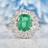 Ellibelle Jewellery Emerald & Diamond 18ct White Gold Cluster Engagement Ring (1.88ct)