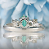 Ellibelle Jewellery Emerald & Diamond 18ct White Gold Three-Stone Engagement Ring (0.65cts)