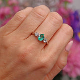 Ellibelle Jewellery Emerald & Diamond 18ct White Gold Three-Stone Engagement Ring (0.65cts)