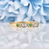Ellibelle Jewellery Emerald & Diamond 9ct Gold Geometric Stacking Band Ring