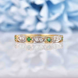Ellibelle Jewellery Emerald & Diamond 9ct Gold Geometric Stacking Band Ring
