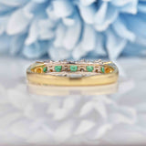 Ellibelle Jewellery Emerald & Diamond 9ct Gold Half-Eternity Band Ring