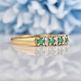 Ellibelle Jewellery Emerald & Diamond 9ct Gold Half-Eternity Band Ring