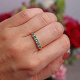 Ellibelle Jewellery Emerald & Diamond 9ct Gold Half-Eternity Band Ring
