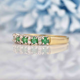 Ellibelle Jewellery Emerald & Diamond 9ct Gold Half-Eternity Band Ring