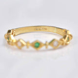 Ellibelle Jewellery Emerald & Diamond 9ct Gold Wavy Stacking Band Ring