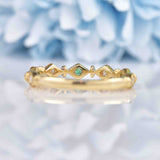 Ellibelle Jewellery Emerald & Diamond 9ct Gold Wavy Stacking Band Ring