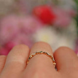 Ellibelle Jewellery Emerald & Diamond 9ct Gold Wavy Stacking Band Ring