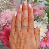 Ellibelle Jewellery Emerald & Diamond 9ct White Gold Wavy Stacking Band Ring