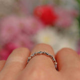 Ellibelle Jewellery Emerald & Diamond 9ct White Gold Wavy Stacking Band Ring