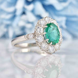 Ellibelle Jewellery Emerald & Diamond Platinum Cluster Engagement Ring