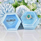 Ellibelle Jewellery Emerald & Diamond Platinum Cluster Engagement Ring