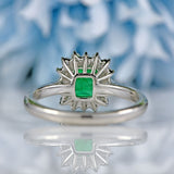 Ellibelle Jewellery Emerald & Diamond Platinum Cluster Ring