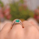 Ellibelle Jewellery Emerald & Diamond Platinum Cluster Ring