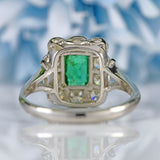 Ellibelle Jewellery Emerald & Diamond Platinum Rectangular Cluster Ring (0.85cts)