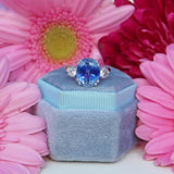 Ellibelle Jewellery French 5.97 Carat Unheated Ceylon Sapphire & Diamond 18ct White Gold Three-Stone Ring