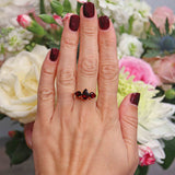 Ellibelle Jewellery Garnet 9ct Gold Pear-Shaped Trilogy Ring