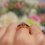Ellibelle Jewellery Garnet 9ct Gold Pear-Shaped Trilogy Ring