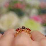 Ellibelle Jewellery Garnet & Citrine 9ct Gold Pear-Shaped Trilogy Ring