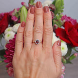 Ellibelle Jewellery Garnet & Diamond 9ct Gold Halo Ring
