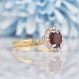 Ellibelle Jewellery Garnet & Diamond 9ct Gold Halo Ring