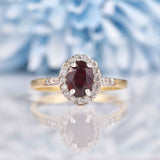 Ellibelle Jewellery Garnet & Diamond 9ct Gold Halo Ring
