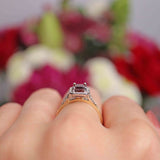 Ellibelle Jewellery Garnet & Diamond 9ct Gold Panel Ring