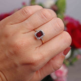 Ellibelle Jewellery Garnet & Diamond 9ct Gold Panel Ring