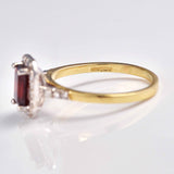 Ellibelle Jewellery Garnet & Diamond 9ct Gold Panel Ring