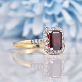 Ellibelle Jewellery Garnet & Diamond 9ct Gold Panel Ring