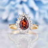 Ellibelle Jewellery Garnet & Diamond 9ct Gold Pear-Shaped Cluster Ring