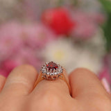 Ellibelle Jewellery Garnet & Diamond 9ct Gold Pear-Shaped Cluster Ring