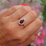 Ellibelle Jewellery Garnet & Diamond 9ct Gold Pear-Shaped Cluster Ring