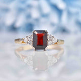 Ellibelle Jewellery Garnet & Diamond 9ct Gold Seven-Stone Ring