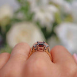 Ellibelle Jewellery Garnet & Diamond 9ct Gold Three-Stone Trilogy Ring