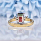 Ellibelle Jewellery Garnet & Diamond 9ct Gold Three-Stone Trilogy Ring