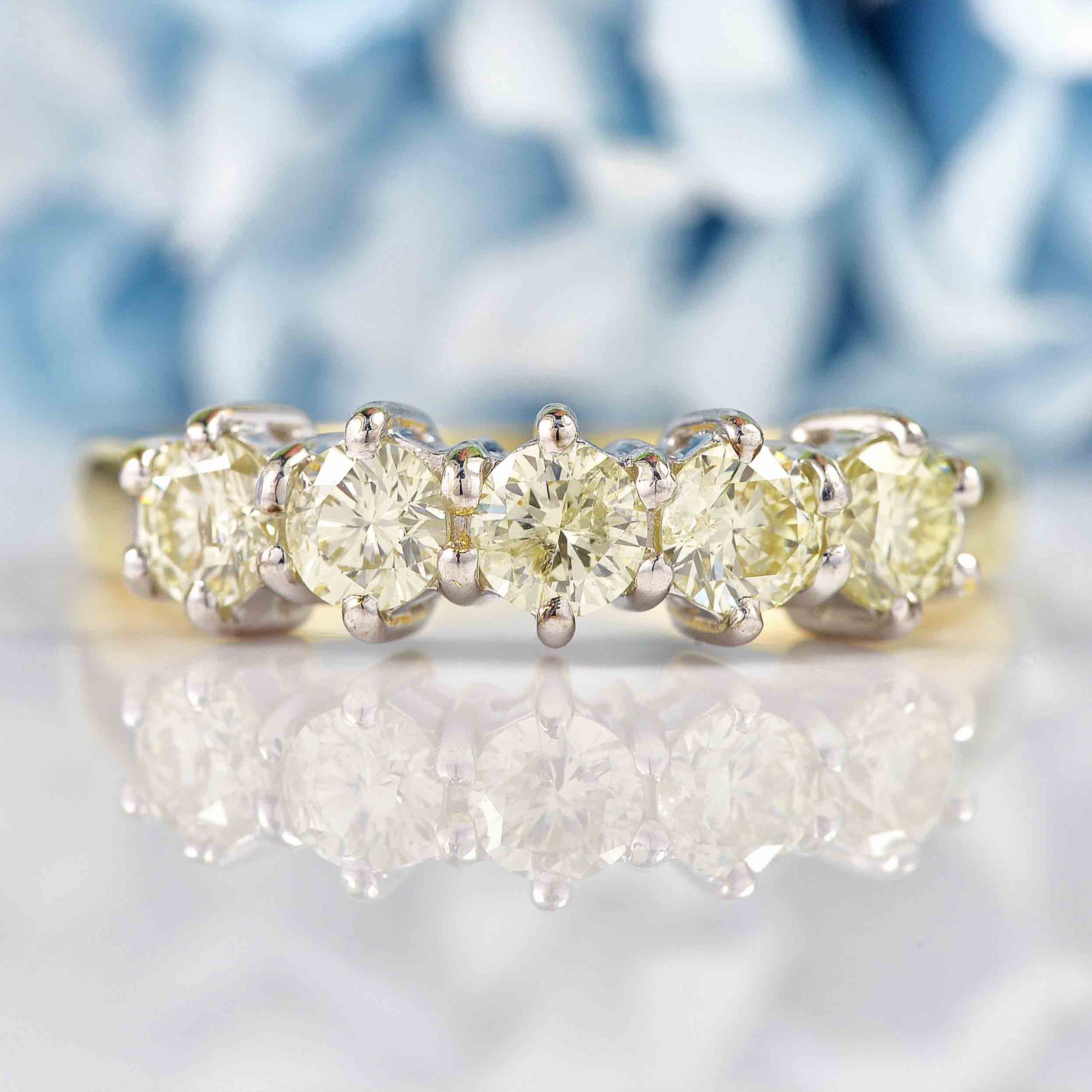 18ct Gold Diamond Five-Stone Half-Eternity Wedding Band Ring