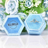 Ellibelle Jewellery London Blue Topaz & Diamond 9ct Gold Halo Ring