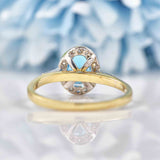 Ellibelle Jewellery London Blue Topaz & Diamond 9ct Gold Halo Ring