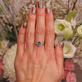 Ellibelle Jewellery London Blue Topaz & Diamond 9ct Gold Halo Ring