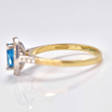 Ellibelle Jewellery London Blue Topaz & Diamond 9ct Gold Halo Ring