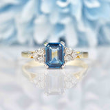 Ellibelle Jewellery London Blue Topaz & Diamond 9ct Gold Seven-Stone Ring