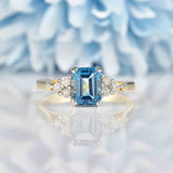 Ellibelle Jewellery London Blue Topaz & Diamond 9ct Gold Seven-Stone Ring