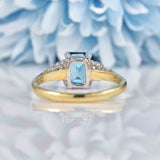 Ellibelle Jewellery London Blue Topaz & Diamond 9ct Gold Seven-Stone Ring