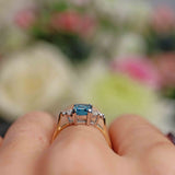 Ellibelle Jewellery London Blue Topaz & Diamond 9ct Gold Seven-Stone Ring