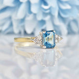Ellibelle Jewellery London Blue Topaz & Diamond 9ct Gold Seven-Stone Ring