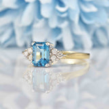 Ellibelle Jewellery London Blue Topaz & Diamond 9ct Gold Seven-Stone Ring