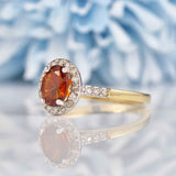 Ellibelle Jewellery Madeira Citrine & Diamond 9ct Gold Halo Ring